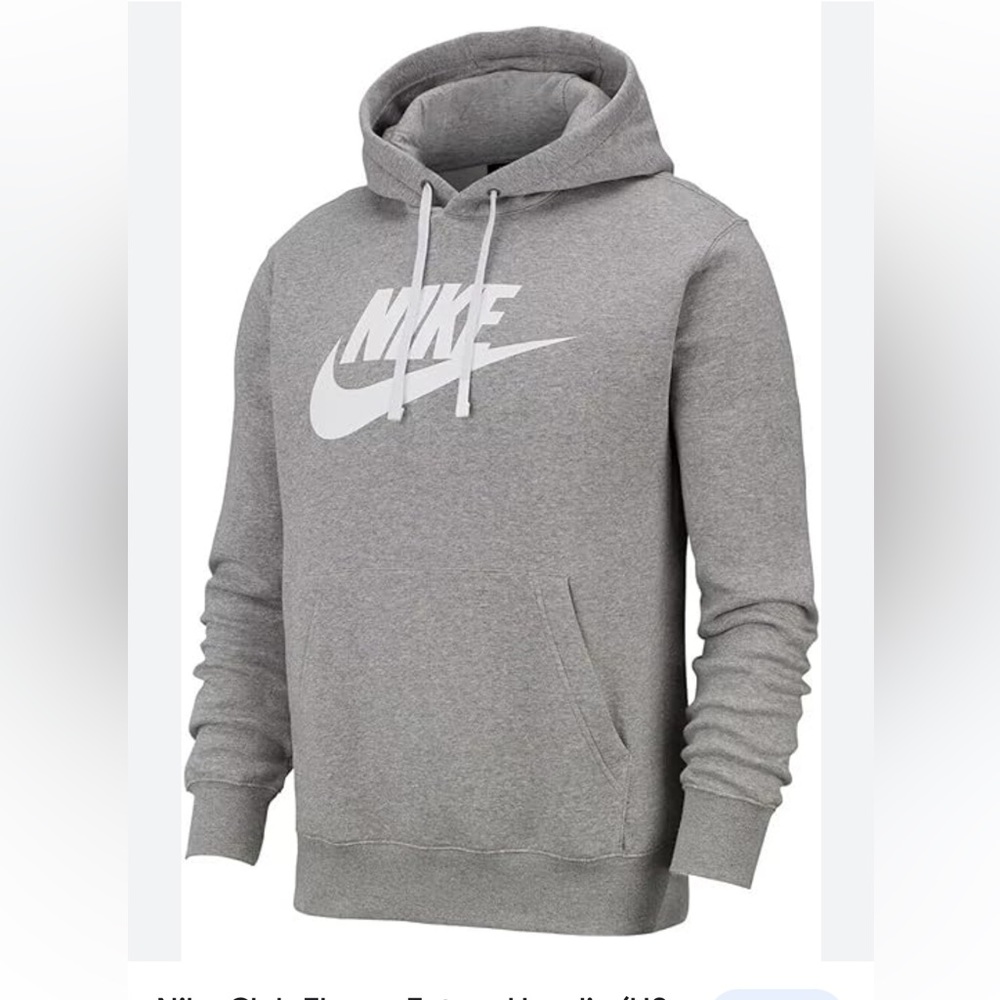 Men's Nike excellent condition Heather Gray Fleece Hoodie Sweatshirt Sz XL